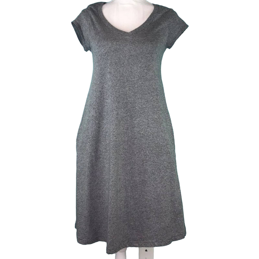 For the Republic Gray V-Neck T-Shirt Dress Size Medium Cotton Blend Pockets
